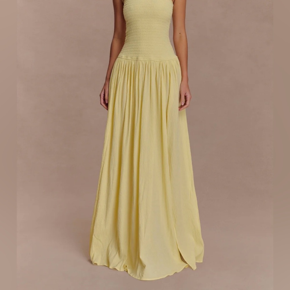 Meshki Strapless Yellow Maxi Dress